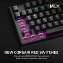 Teclado Mecánico Corsair K70 CORE RGB con reposamanos - Interruptores lineales rojos Corsair MLX prelubricados - Amortiguación de sonido - Dial de control de medios