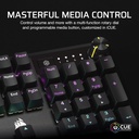Teclado Mecánico Corsair K70 CORE RGB con reposamanos - Interruptores lineales rojos Corsair MLX prelubricados - Amortiguación de sonido - Dial de control de medios