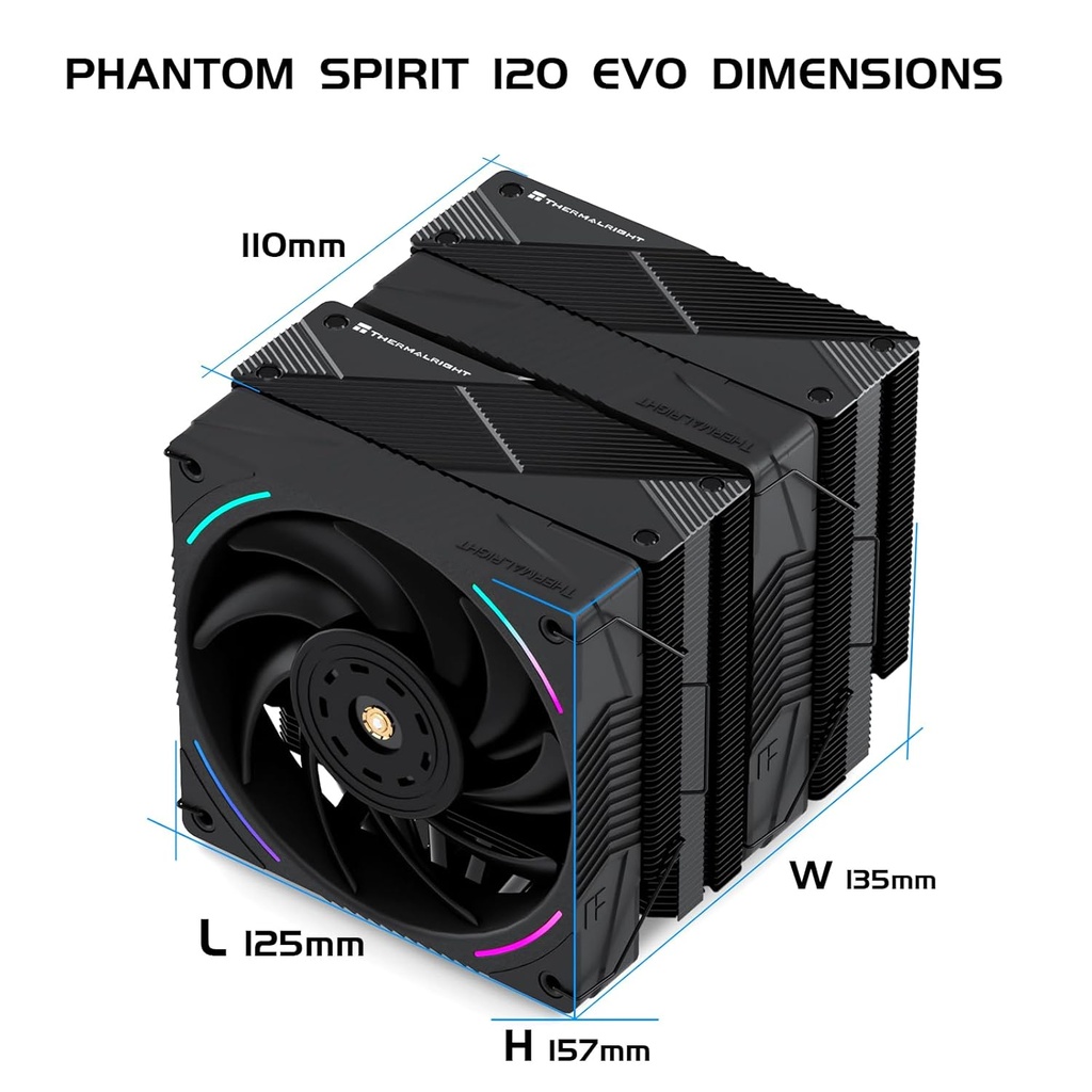 Thermalright Phantom Spirit 120 EVO - Enfriador de CPU, ventilador dual TL-K12 PWM, 7 tubos de calor de refrigeración de CPU, con velocidad de 2150 RPM, para AMD AM4 AM5/Intel