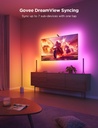 Tira de luces LED RGBICW Wi-Fi de 7.8 pies con cámara, 4 colores en 1 Govee Retroiluminación de TV 3 Lite con función de corrección de ojo de pez Sincronización con televisores de 40 a 50 pulgadas,