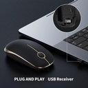 Vssoplor - Mouse inalámbrico, 2.4 G, delgado y portátil, con nano receptor, silencioso y óptico para portátil, PC, laptop, color negro y dorado