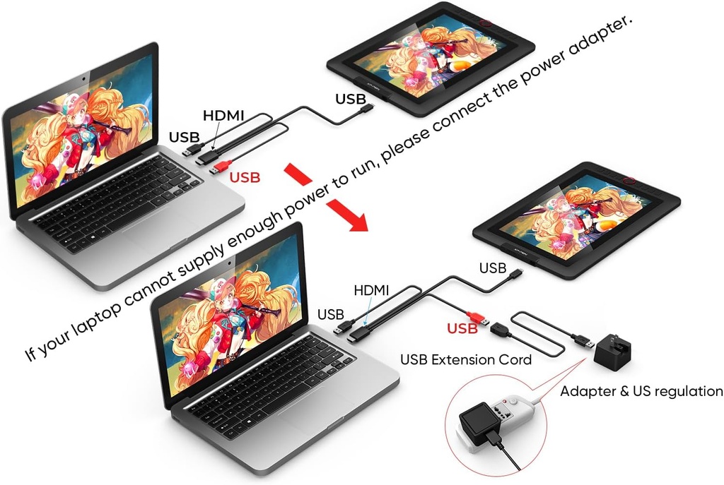 XPPen - Tableta de dibujo con pantalla totalmente laminada, monitor de dibujo gráfico Artist13.3 Pro con soporte ajustable y 8 teclas de acceso directo (8192 niveles de presión de bolígrafo, 123%