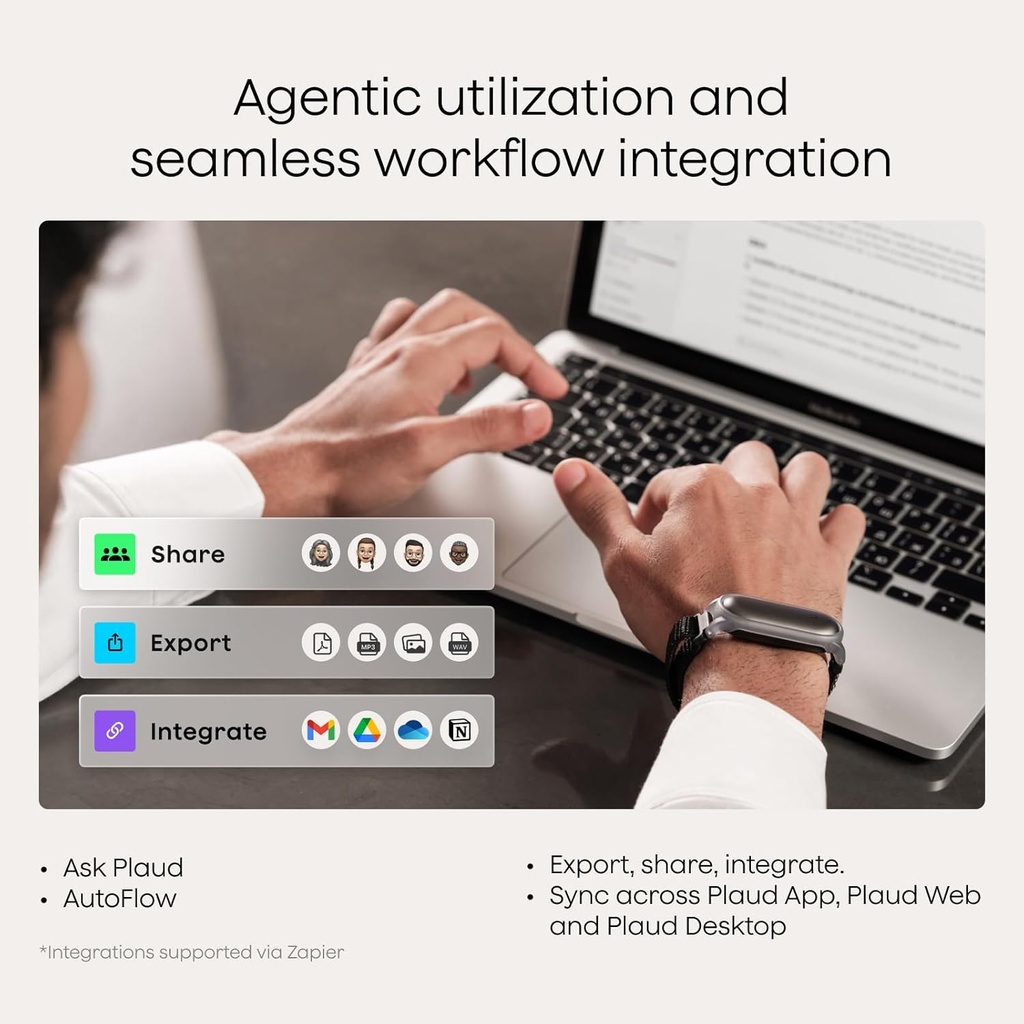 Grabadora de voz AI, grabadora de voz PLAUD NotePin, control de aplicaciones, toma de notas AI, soporte de transcripción y resumen de IA en 112 idiomas, memoria de 64 GB, grabadora de audio para