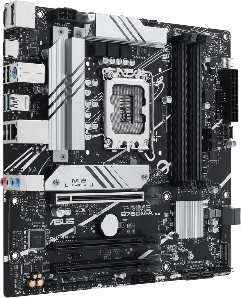 ASUS Prime B760M-A-CSM Intel B760 (LGA 1700) mATX CSM Placa base comercial PCIe 4.0, DDR5, 2X M.2, LAN de 2.5 Gb, DP, 2 HDMI, SATA 6 Gbps, USB 3.2 tipo C, Aura Sync, ASUS Control Center Express