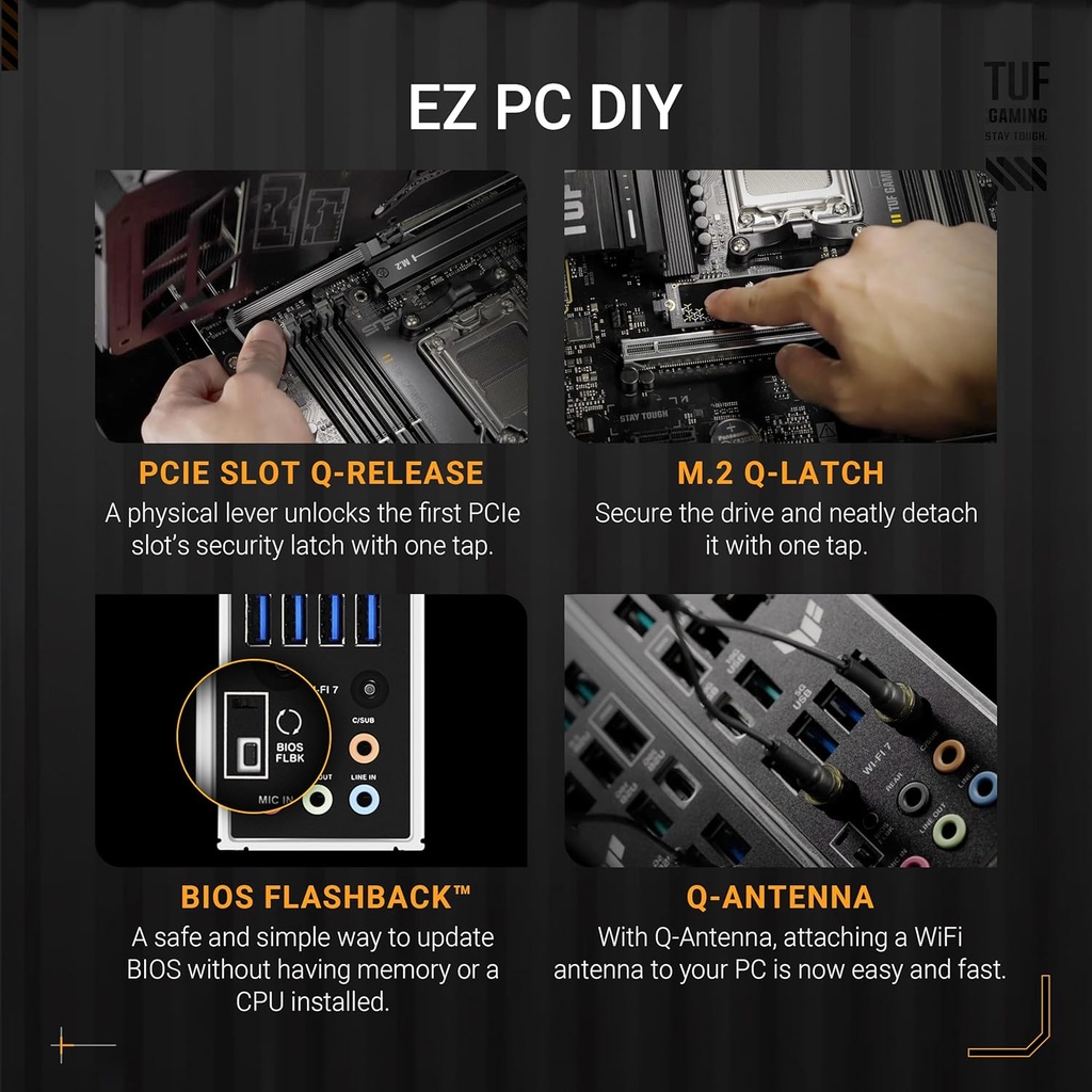 ASUS TUF Gaming B850-PLUS WiFi AMD AM5 B850 ATX Placa base, 14+2+1 80A etapas, AI Ready, DDR5, PCIe 5.0, 3X M.2, Wi-Fi 7, LAN de 2.5 Gb, DisplayPort, HDMI™, USB 10Gbps y 20Gbps Type-C®, BIOS