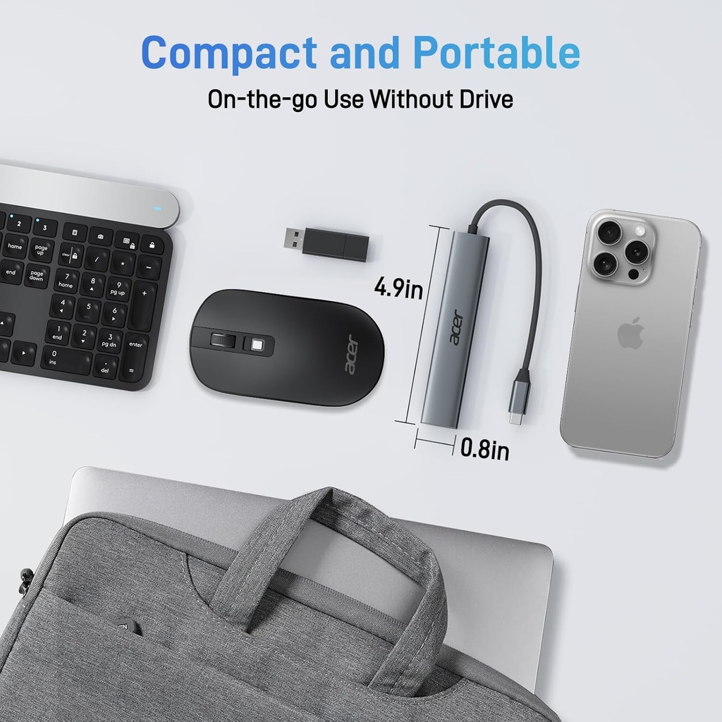 Acer Hub USB C 5 en 1 con HDMI 4K, entrega de energía de 100 W, 3 puertos de datos USB