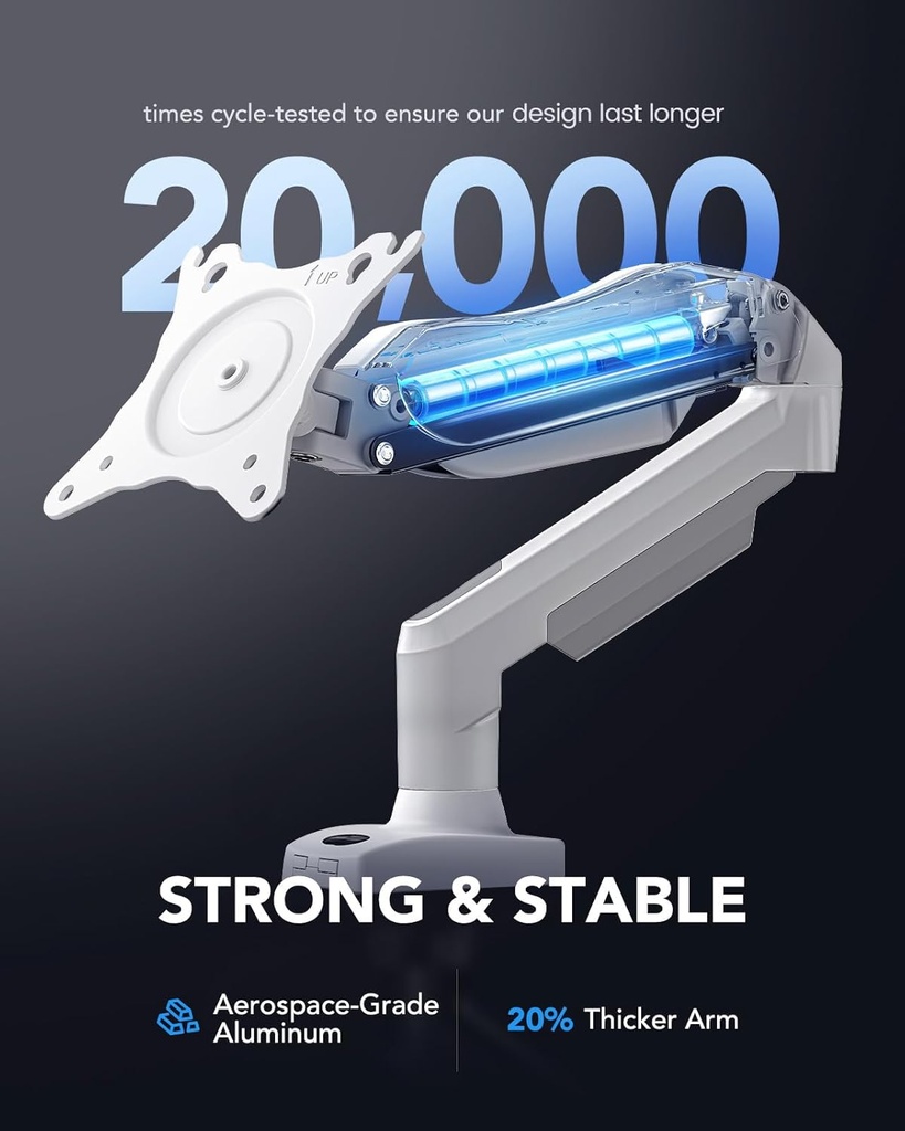 Base Para Monitor HUANUO a GAS Para Monitor 17" a 32" - Hasta 8Kg - (Blanca)