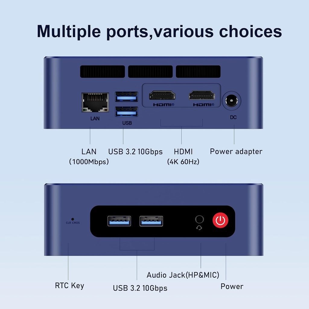 Beelink SER3 Mini PC AMD Ryzen 3 3200U (hasta 3.5 GHz), 16 GB DDR4 2400MT/s 500 GB PCIE3.0 SSD Mini computadora, Radeon Vega 3 Graphics 3 3core 1200 MHz, LAN de 1000 Mbps, pantalla HDMI dual 4K PC de