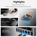 Beelink Mini PC AMD Ryzen 5 6600U, 24GB LPDDR5 500GB PCIE4.0 SSD, mini computadora con AMD Radeon 660M, Dual LAN/Dual 4K Display/USB3.2/WiFi6/BT5.2 / Hogar/Oficina/Gaming Micro PC