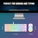 Combo Teclado/Mouse RedThunder - 60% Ligero, ultracompacto 61 teclas con retroiluminación RGB, Mouse 7200 DPI Honeycomb (Blanco)