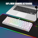 Combo Teclado/Mouse RedThunder - 60% Ligero, ultracompacto 61 teclas con retroiluminación RGB, Mouse 7200 DPI Honeycomb (Blanco)