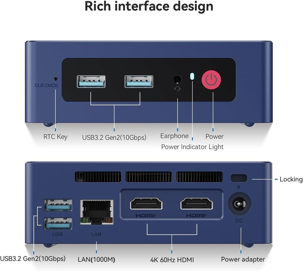 Beelink Mini PC S12 Pro, Intel 12ª generación Alder Lake - N100(hasta 3.4 GHz), 8 GB DDR4 RAM 256 GB M.2 SSD, soporta para computadora de escritorio 4K Dual Display/USB3.2/WiFi 6/BT5.2/Gigabit