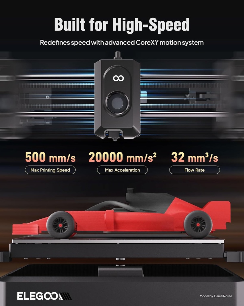 ELEGOO Centauri - Impresora 3D de carbono, CoreXY 19.685 in/s de alta velocidad con calibración automática, boquilla de 608.0 °F y cámara integrada, lista para imprimir fuera de la caja, tamaño de