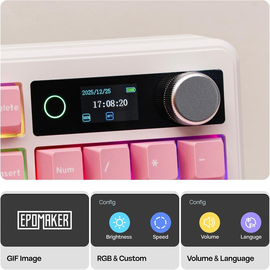 EPOMAKER TH99 PRO Teclado mecánico 96% con pantalla y perilla, 10000mAh, 2.4 GHz/BT, intercambio en caliente, controlador personalizado, retroiluminación RGB, tecla PBT, teclado inalámbrico para129,99