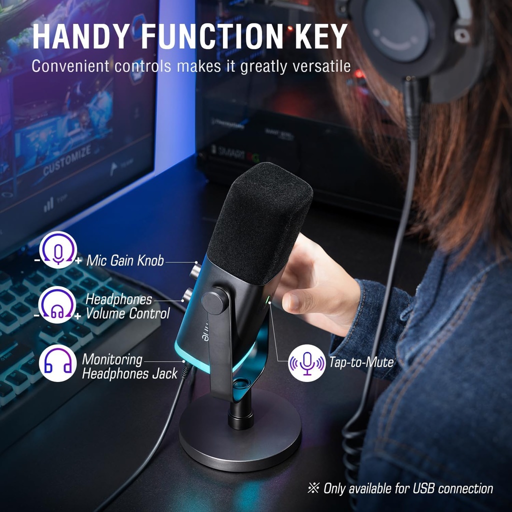 FIFINE Paquete de equipos de juego, juego de micrófono dinámico XLR/USB para juegos con mezclador de audio para grabación de podcasts, video vocal, juego de jugadores RGB con atenuador de