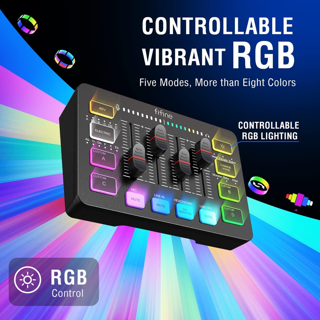 FIFINE Paquete de equipos de juego, juego de micrófono dinámico XLR/USB para juegos con mezclador de audio para grabación de podcasts, video vocal, juego de jugadores RGB con atenuador de