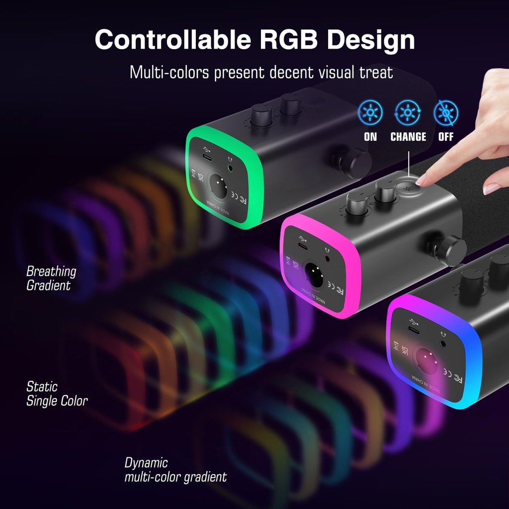 FIFINE Paquete de equipos de juego, juego de micrófono dinámico XLR/USB para juegos con mezclador de audio para grabación de podcasts, video vocal, juego de jugadores RGB con atenuador de