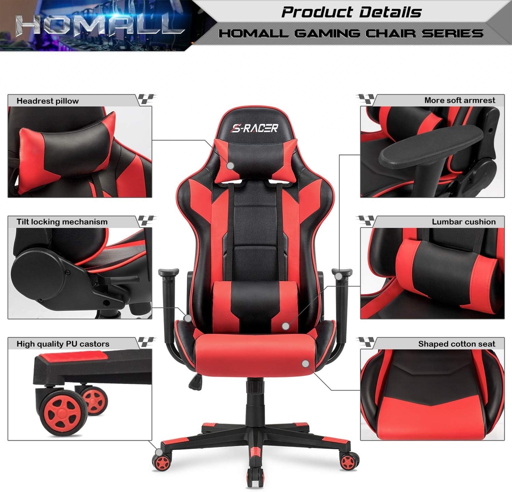 Silla Gamer Homall Roja (2991)