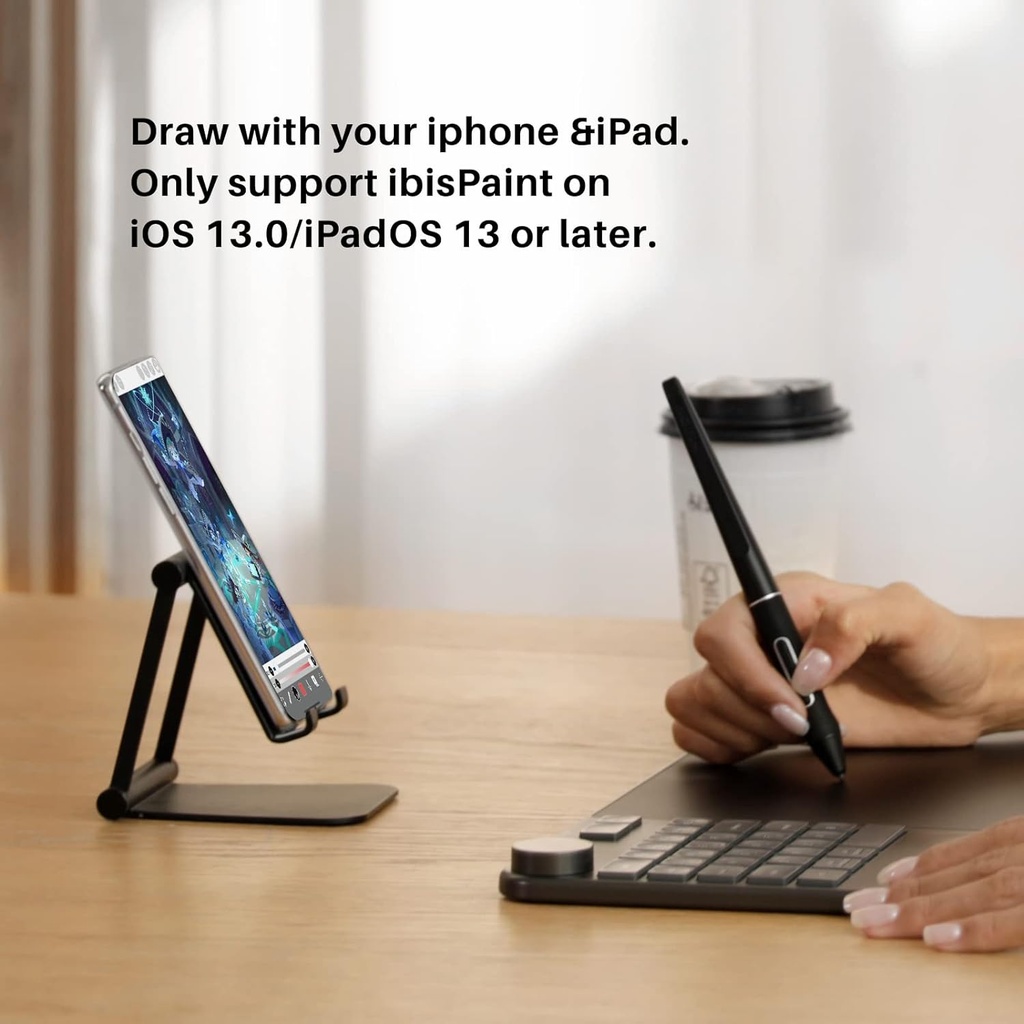 Tablet De Dibujo Inalámbrica HUION Inspiroy Keydial KD200 – Conexion Bluetooth - con dial de teclado, 5 teclas Personalizables, Pen sin batería.