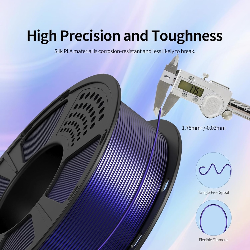 GIANTARM Filamento PLA de seda tricolores, filamento brillante para impresora 3D de 0.069 in +/-0.001 in, carrete de 2.2 libras, embalaje al vacío (rojo+dorado + negro) 