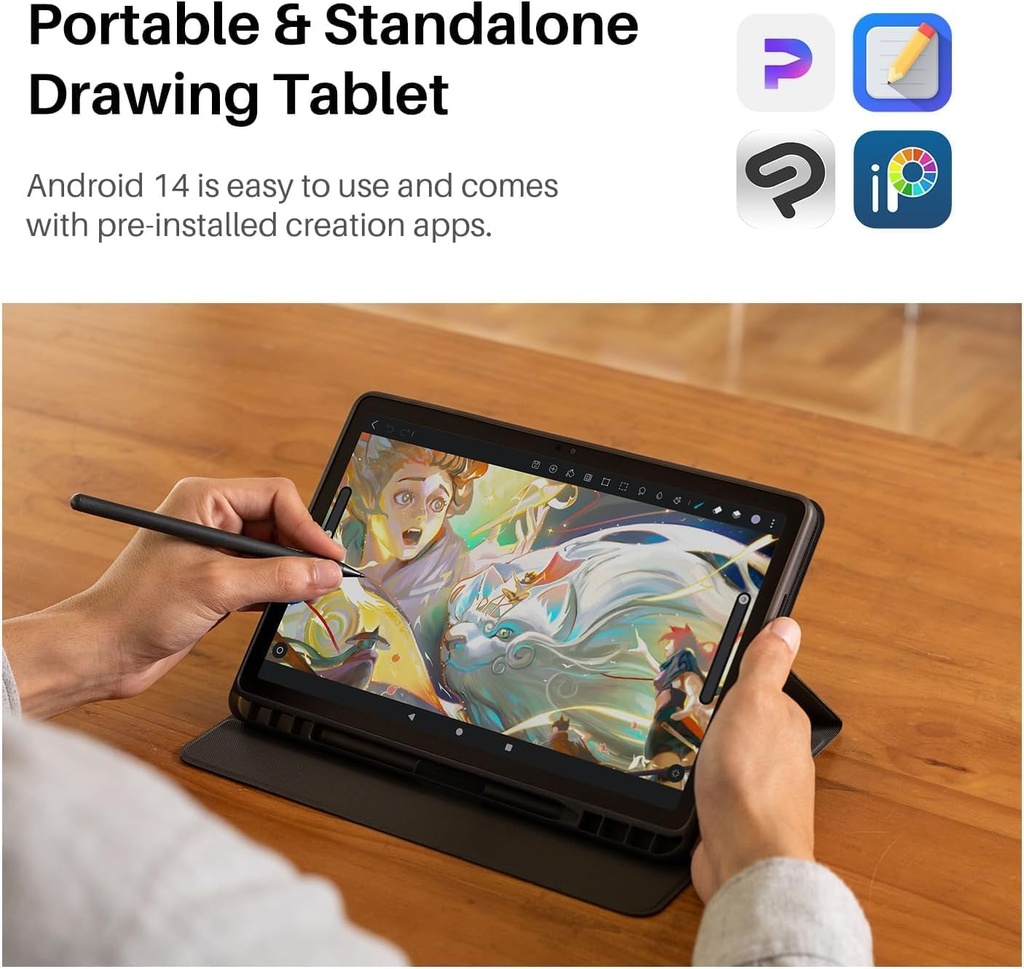 HUION KAMVAS Slate 11 Tableta de Dibujo Independiente Sin Necesidad de Computadora con Pantalla Antirreflejos, Tableta de Arte Digital de 10.95 Pulgadas con Lápiz de Alineación Inclinable, Tableta 