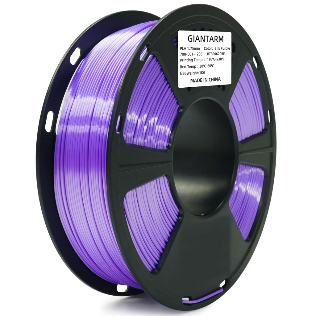 GIANTARM Filamento PLA para impresora 3D de 2.2 lbs, filamento mejorado de dureza de 1.75mm, color seda morada brillante, con precisión dimensional de 0.03mm, embalaje al vacío, 1080 pies por rollo, para la mayoría de impresoras 3D FDM Morado 