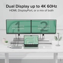 Estación de acoplamiento Plugable USB C para portátil, monitor dual 4K 60Hz para Apple Mac M1/M2/M3/M4/M5, 2X HDMI o DisplayPort para MacBook, Dock de carga de 100W DisplayLink, se requiere 