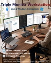 WAVLINK Estación de acoplamiento de triple monitor USB-C para MacBook M1/M2/M3/M4/M5 y Windows – 100 W PD, 3 puertos HDMI/2 DisplayPort, puertos USB de 6 x 10 Gbps, Gigabit Ethernet, ideal para