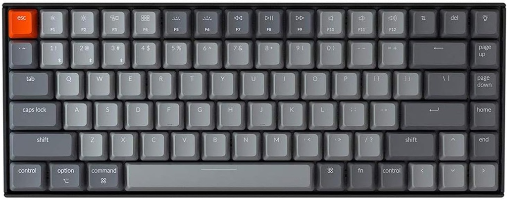 Keychron Teclado mecánico inalámbrico K2 75% Layout RGB Bluetooth con interruptor marrón Gateron G Pro, anti fantasma/N-Key Rollover, teclado compacto de 84 teclas USB con cable para juegos para Mac Windows-Versión 2 