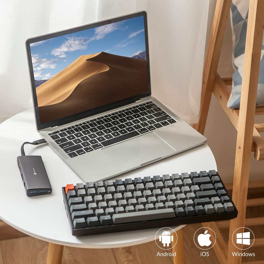 Keychron Teclado mecánico inalámbrico K2 75% Layout RGB Bluetooth con interruptor marrón Gateron G Pro, anti fantasma/N-Key Rollover, teclado compacto de 84 teclas USB con cable para juegos para Mac Windows-Versión 2 