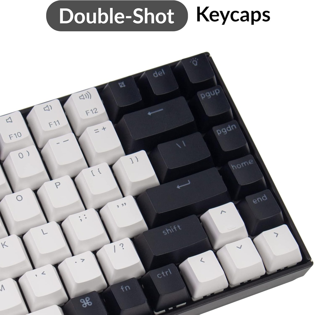Keychron K2 75% Layout Teclado mecánico inalámbrico con cable USB Bluetooth con interruptor Gateron G Pro, teclas de doble disparo, teclado de computadora con retroiluminación RGB de 84 teclas para 