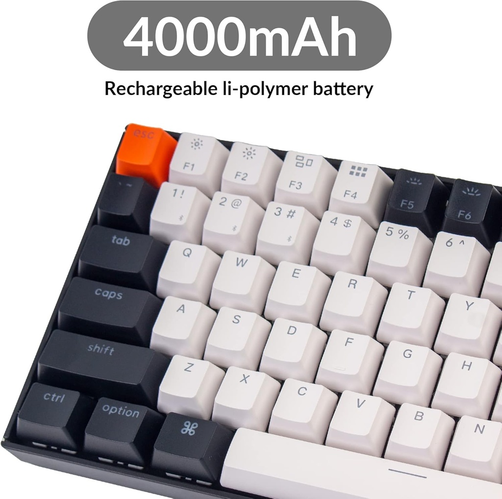 Keychron K2 75% Layout Teclado mecánico inalámbrico con cable USB Bluetooth con interruptor Gateron G Pro, teclas de doble disparo, teclado de computadora con retroiluminación RGB de 84 teclas para 
