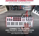 Akai Professional MPK Mini Plus - Controlador de teclado MIDI USB con 37 mini teclas, 8 almohadillas MPC, secuenciador, MIDI/CV/Gate I/O y paquete de sonido de instrumentos nativos, edición limitada blanca 