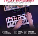 Akai Professional MPK Mini Plus - Controlador de teclado MIDI USB con 37 mini teclas, 8 almohadillas MPC, secuenciador, MIDI/CV/Gate I/O y paquete de sonido de instrumentos nativos, edición limitada blanca 