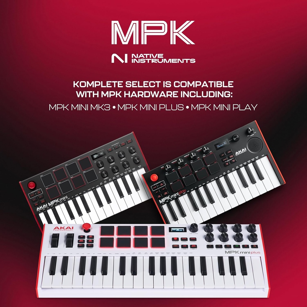 Akai Professional MPK Mini Plus - Controlador de teclado MIDI USB con 37 mini teclas, 8 almohadillas MPC, secuenciador, MIDI/CV/Gate I/O y paquete de sonido de instrumentos nativos, edición limitada blanca 