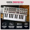 Akai Professional MPK Mini IV USB-C MIDI Controlador de teclado para principiantes y productores - Almohadillas de batería MPC, perillas de 360°, ruedas de tono y mod, software de lecciones y producción de música con más de 1000 sonidos, gris 