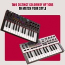 Akai Professional MPK Mini IV USB-C MIDI Controlador de teclado para principiantes y productores - Almohadillas de batería MPC, perillas de 360°, ruedas de tono y mod, software de lecciones y producción de música con más de 1000 sonidos, gris 