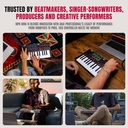 Akai Professional MPK Mini IV USB-C MIDI Controlador de teclado para principiantes y productores - Almohadillas de batería MPC, perillas de 360°, ruedas de tono y mod, software de lecciones y producción de música con más de 1000 sonidos, gris 