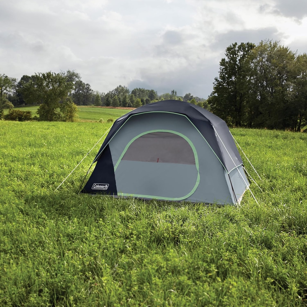 Coleman Tienda Skydome con configuración en 5 minutos, tienda resistente al clima para 6 personas con toldo para lluvia y bolsa de transporte, 20% más espacio para la cabeza que las toldas, color azul 