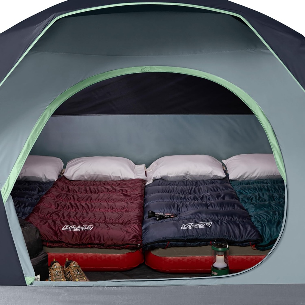 Coleman Tienda Skydome con configuración en 5 minutos, tienda resistente al clima para 6 personas con toldo para lluvia y bolsa de transporte, 20% más espacio para la cabeza que las toldas, color azul 