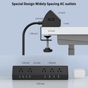 Jgstkcity Regleta de alimentación con abrazadera de escritorio, estación de carga rápida de 45 W, 4 USB-C, 4 USB-A, protector de sobretensiones de montaje en escritorio, cable de extensión de 1875 W 