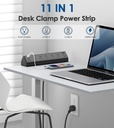 Jgstkcity Regleta de Alimentación con Abrazadera para Escritorio USB C, Estación de Carga Rápida Total de 40W, 4 Puertos USB C PD de 20W, Protector de Sobretensiones de Montaje en Borde de Escritorio 