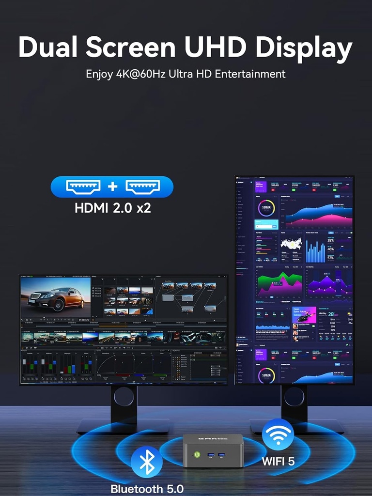 GMKtec Mini PC Procesador Intel N95 (Turbo 3.4GHz) 8GB DDR4 256GB SSD Computadora de escritorio 4K Dual HDMI Display/3x USB3.2/WiFi 5 BT5.0/RJ45 Ethernet Nucbox G3S 