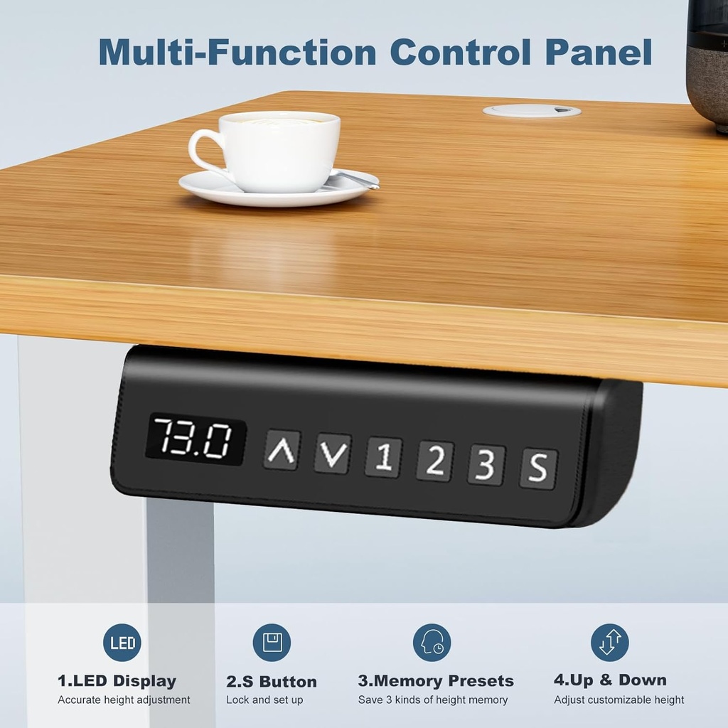 DUMOS – Escritorio eléctrico de altura ajustable de 63 pulgadas (160 cm), estaciones de trabajo para computadoras de pie a sentado, mesa grande de PC para oficina en casa, mesas de escritura y juegos 