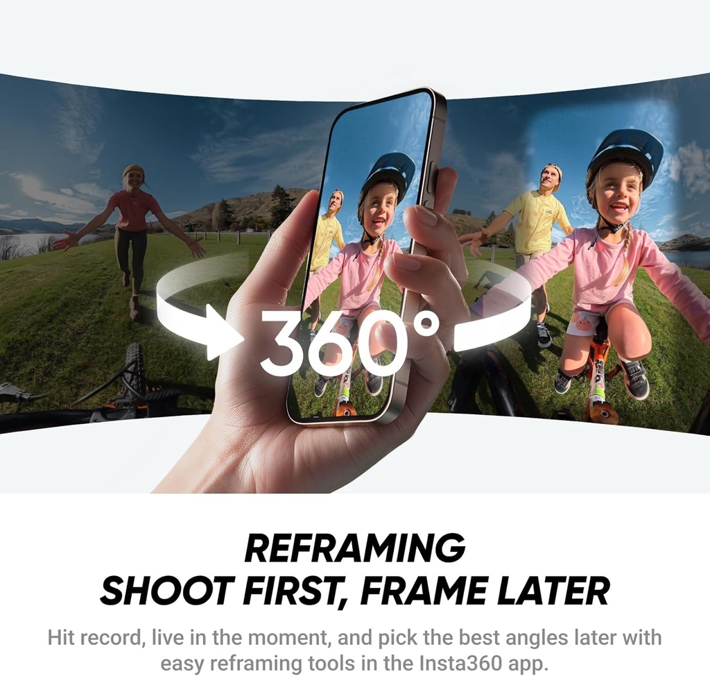 Insta360 X4 Air Kit de inicio - Cámara 360 de 8K y 165g ligera, palo de selfie invisible, lentes reemplazables, dispara primero y enmarca después, protección contra el viento incorporada