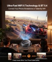Magcubic Proyector inteligente con WiFi 6 y Bluetooth 5.4, mini proyector portátil 4K y 8K, aplicaciones integradas, Keystone automático, proyector de video para cine en casa/película al aire libre