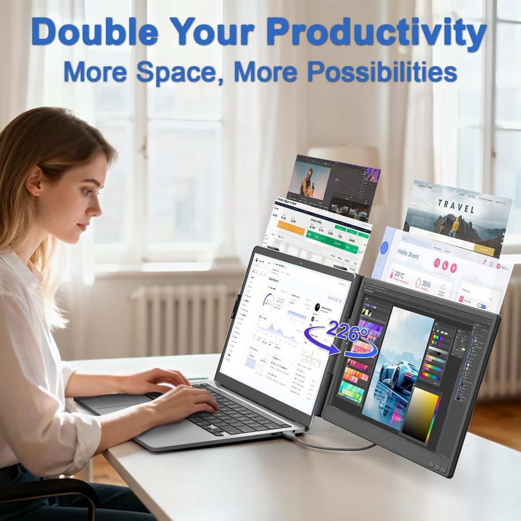 Extensor de pantalla KEFEYA para laptop, 14" Full HD IPS - con puerto USB-C/HDMI – Con Speaker - Windows, Mac, 60Hz.