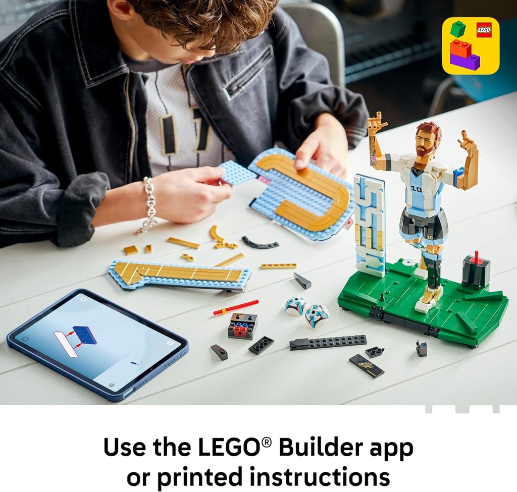 LEGO Editions Lionel Messi – Soccer Legend - Building Set for Boys & Girls, Ages 12+ - Collectible Soccer Gift with Plaque - Kids Bedroom or Shelf Decor - 43015 