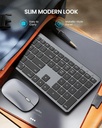 SABLUTE Teclado y mouse Bluetooth para Mac: retroiluminación de 7 colores, multidispositivo, recargable, KMA1pro combo de teclado inalámbrico de tamaño completo con teclas silenciosas de interruptor 