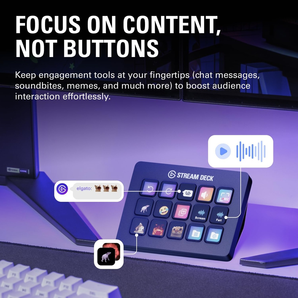  Elgato Stream Deck MK.2 – Controlador de estudio, 15 teclas macro, activa acciones en aplicaciones y software como OBS, Twitch, YouTube y más, funciona con Mac y PC